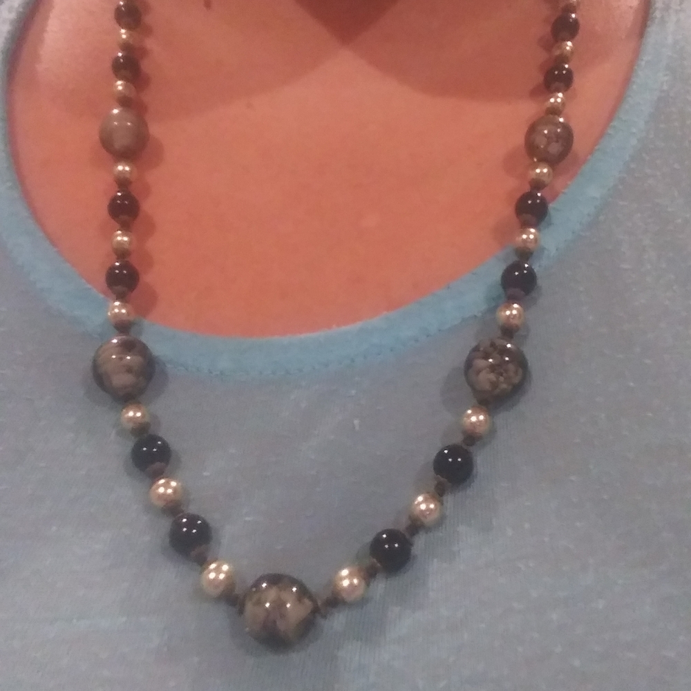Vintage Black Bead Necklace